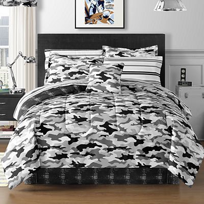 Cadet Camo Complete Bedding Set with Sheets (8-pc full) (black) -Icludes Comforter,Bed skirt, Sham, Fitted Sheet, Flat Sheet and Pillowcase- Home Improvement Accessory for a Bedroom Makeover-Perfect Kids or Teens Room Decor