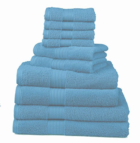 Divatex Home Fashions 10-Piece Deluxe Towel Sets, Turquoise blue