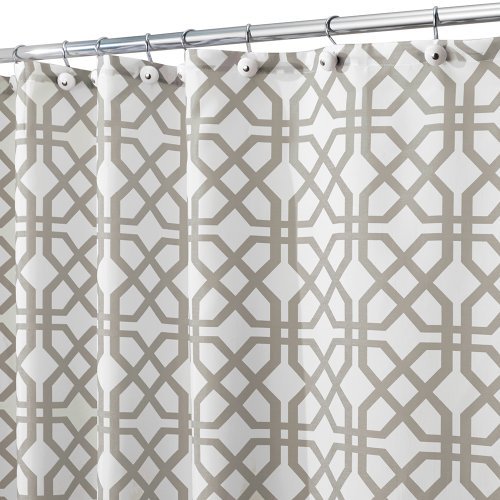 InterDesign Trellis Shower Curtain, 72 x 72, Stone