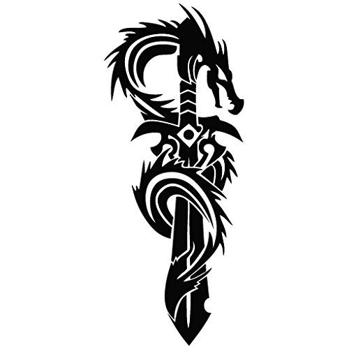 Sword Dragon Killer – Tribal Decal [15cm Black] Vinyl Removable Decorative Sticker for Wall, Car, Ipad, Macbook, Laptop, Bike, Helmet, Small Appliances, Music Instruments, Motorcycle, Suitcase