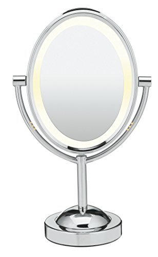 Conair Oval Double-Sided Lighted Makeup Mirror, Polished Chrome Finish