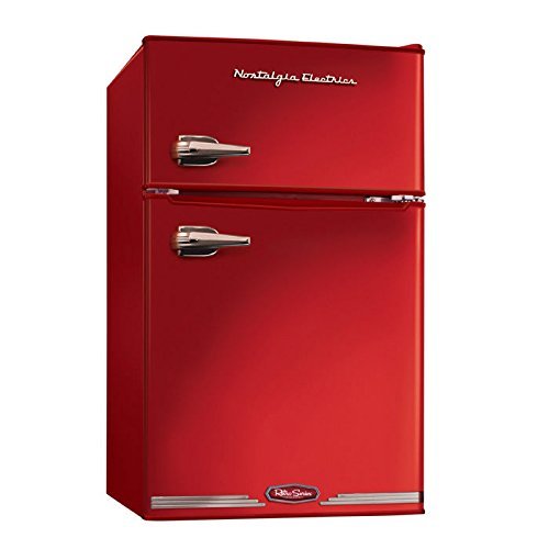 Nostalgia Electrics RRF325HNRED Retro Series 3.0-Cubic Foot Compact Refrigerator Freezer, Red