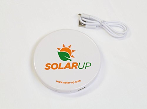 Solar Charger SunDisk (White) Portable. 5000mah. For Apple Ipods Iphones, Samsungs, Most Android/windows Smart Phones, Gopro Camera, GPSs, Mp3, Mp4, Small Appliances with USB.