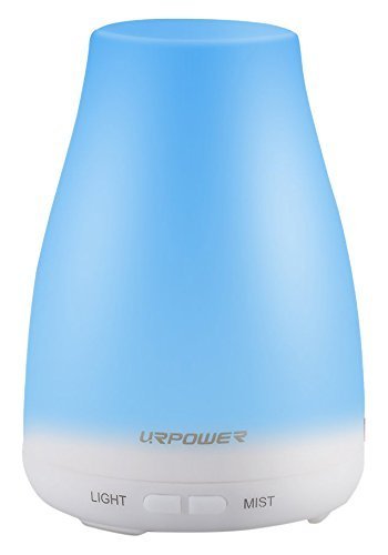 URPOWER 2nd Version Essential Oil Diffuser Aroma Essential Oil Cool Mist Humidifier with Adjustable Mist Mode,Waterless Auto Shut-Off & 7 Color Led Lights Changing for Home Office Baby, 100 ml