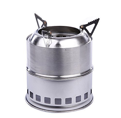 Usmile® Portable Lightweight Stainless steel Wood Burning Stove small wood stoves wood pellet stoves outdoor wood stove wood-gas stove Solidified Alcohol Stove for Outdoor Cooking Picnic BBQ