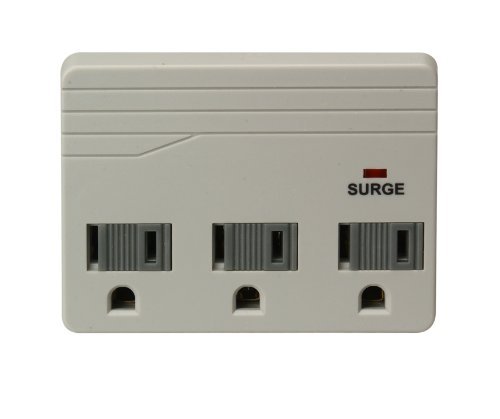 Woods 041104 3-Outlet Wall Tap Surge Protector Adapter, 750 Joules of Protection, Light Grey