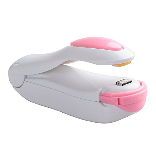 PAMISO Heat Sealer Capper Family Mini Sealing Machine Food Saver for Plastic Bags Mylar Bag Package Creates Airtight Containers Kitchen Reseals Mylar and Cereal Bags for Airtight Seal(pink)