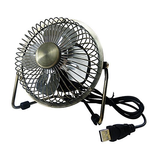 Edating USB Desk Fan (Powerful Airflow) – Electrocoppering Metal Archaistic Fan – Personal Mini Fan – Small Table Fan, Great for Desktop Tabletop Office & Travel, Bronze Color