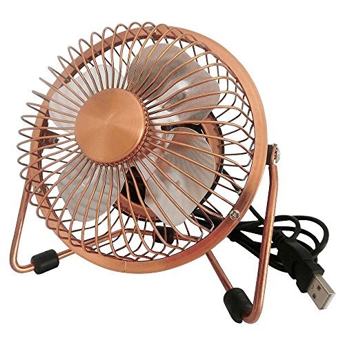 Xieay USB Desk Fan(Powerful Airflow) – Electrocoppering Metal Archaistic Fan – Personal Mini Fan – Small Table Fan, Great for Desktop Tabletop Office & Travle, Copper Color