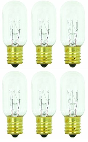 Pack of 6 25T8 25W Incandescent Salt Lamp & Appliance T8 Bulb with Candelabra Base, Clear Light Bulb
