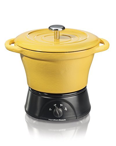 Hamilton Beach Party Crock Cast Iron Dutch Oven, Yellow (33411)
