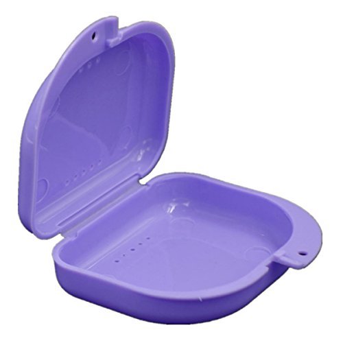 Denture Box Case, Leoy88 Small Size Breathable Dental False Teeth Appliance Container Storage Boxes (Purple)