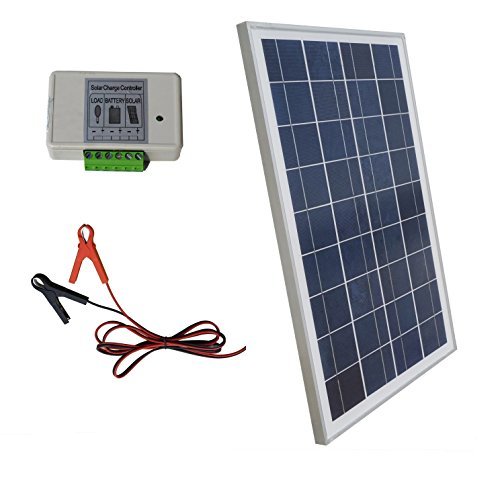 ECO-WORTHY 12 Volt 25 Watt Solar Kits: 1pc 25W Polycrystalline Solar Panel with 3 Feet Wire + 30A Battery Clips with 6 Feet Extension Cable + 3A 12V/24V Charge Controller