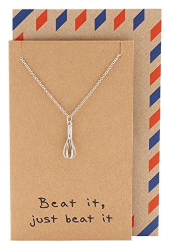 Quan Jewelry Whisk Egg Beater Pendant Necklace, Gifts for Mom, Mother Day Gifts, Small Kitchen Appliances, Stainless Steel, Fashion Jewelry for Women, 16 inches to 18 inches