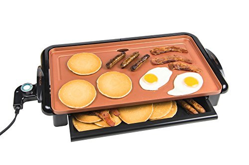 Nostalgia GD20C Non-stick Copper Griddle with Warming Drawer