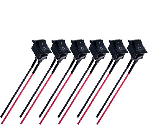 Mini Skater On/Off Wired Rocker Switch,Boat Type Switch,Use for Water Dispenser and Other Small Electrical Appliances.(6 Pcs) (Black)