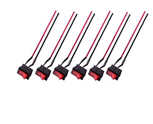 Mini Skater On/Off Wired Rocker Switch,Boat Type Switch,Use for Water Dispenser and Other Small Electrical Appliances (6 Pcs) (Black Red)