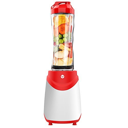 Vremi Personal Blender for Shakes and Smoothies – Single Serve Small Mini Size Kitchen Appliance with Heavy Duty Motor BPA Free Tritan Plastic 20 oz Sport Bottle Jar and Leak Proof Lid – White and Red