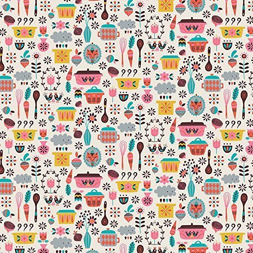 Dish Drying Mat – Pet Placemat – Appliance Mat – Kitchen Mat – Retro Kitchen Print on Cream – 16″x20″