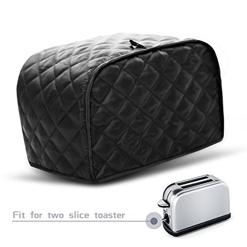 XUNUO TwoSlice Toaster Cover, Polyester Anti-sputtering and Dustproof Machine Washable Five Colors (Black+Polyester, Two Slice Toaster Cover)