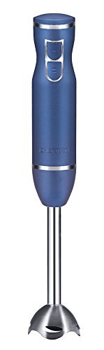 Chefman Immersion Stick Hand Blender Includes Stainless Steel Shaft & Blades, Powerful 300 Watt Ice Crushing 2-Speed Control One Hand Mixer, Soft Touch Grip Metallic (Midnight Blue)